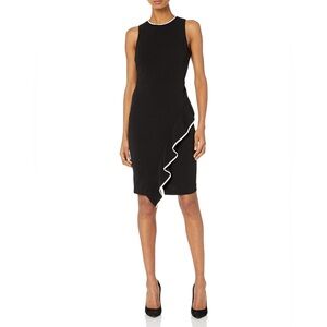 NWT Tommy Hilfiger Women's Scuba Crepe Asymmetrical Flounce Hem Dress